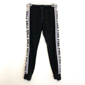 PINK VS VICTORIA'S SECRET Gym Pant Black Side Stripe Drawstring Sweatpant Sweats